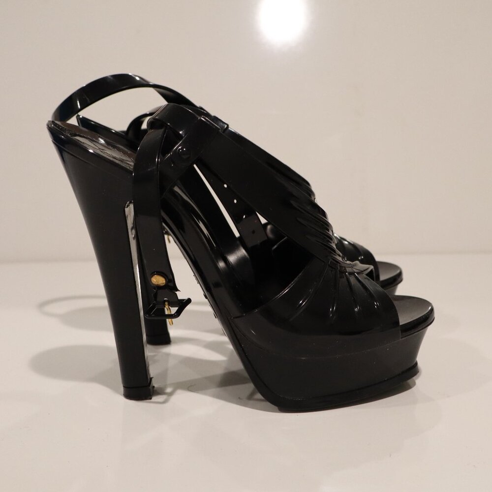 Saint Laurent Black Open Toe Heels - Size 36
